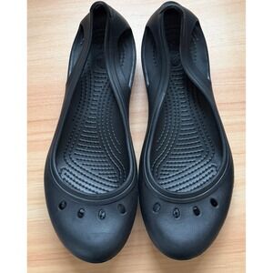 Crocs Size 9 Black Ballet‎ Flat Slip On Comfort Shoes Summer Beach Mary Jane